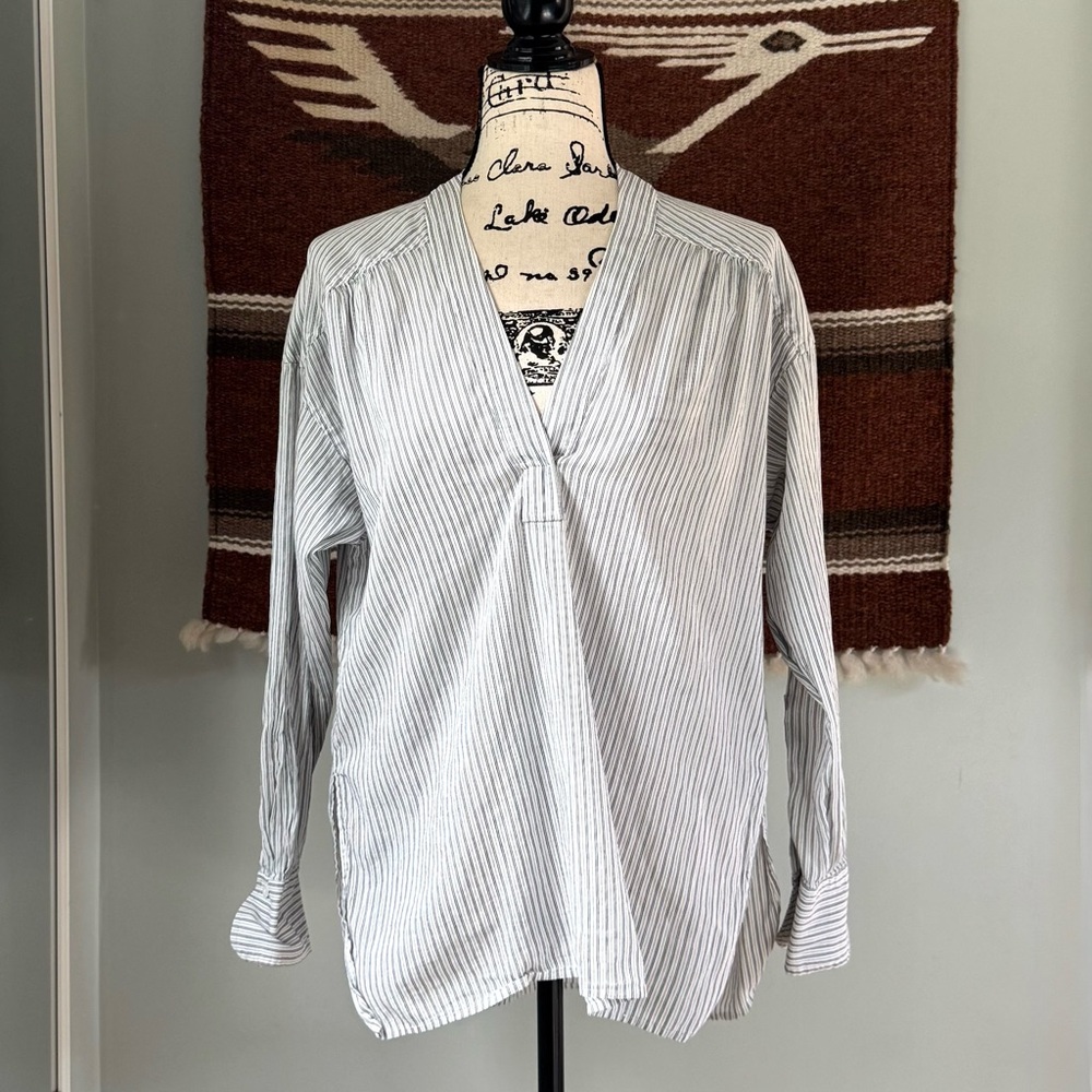 A.L.C. Laurie Silk and Cotton Striped Tunic Top